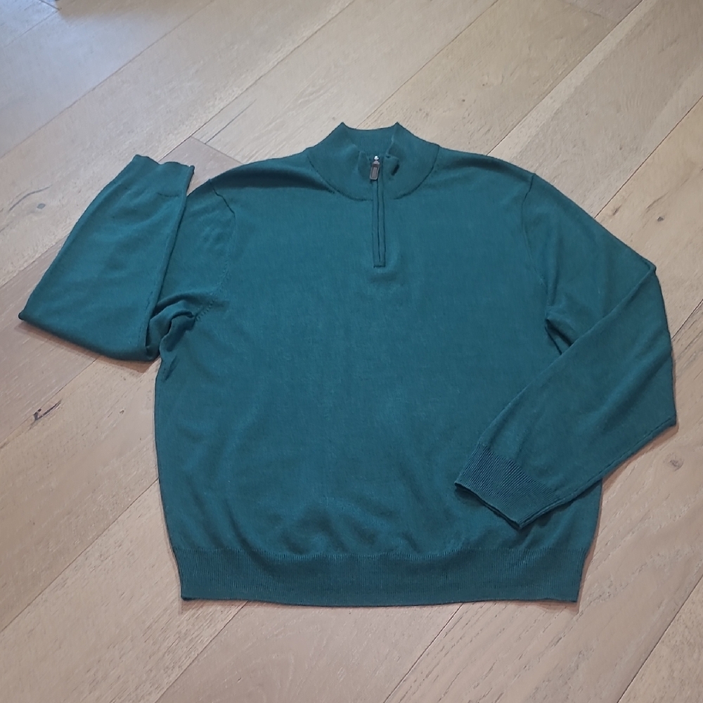 EUC Jos. A. Bank 1/4 Zip Traveler Sweater Men's sz XL 100% Merino Wool Knit